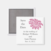 ピンクの蓮の花の日付磁石を保存（白） マグネット (正面/裏面)