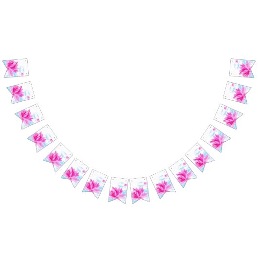 ピンクの蓮の花の水の色絵画の恋人 バンティングフラッグ (全)