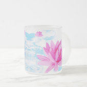 ピンクの蓮の花の水の色絵画の恋人 フロストグラスマグカップ (正面右)
