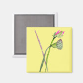 ピンクの蓮の花の禅の花の仏教アート マグネット (正面/裏面)