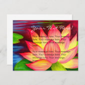 ピンクの蓮の花の絵の招待状カード 招待状 (正面/裏面)