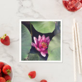 ピンクの蓮の花の緑 スタンダードカクテルナプキン (インサイチュ)