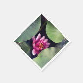 ピンクの蓮の花の緑 スタンダードカクテルナプキン (角)
