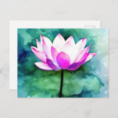 ピンクの蓮の花アート ポストカード (正面/裏面)