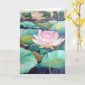 ピンクの蓮の花グリーティングカード カード (黄色い花)
