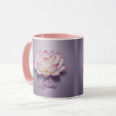 ピンクの蓮の花瞑想マグ マグカップ (正面左)