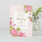 ピンクの蓮の花縁どエレガント 招待状 (スタンド正面)