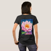 ピンクの蓮の花 アニメアート Tシャツ (裏面フル)