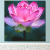 ピンクの蓮の花 キャンバスプリント (インサイチュ (ウッドフロア))