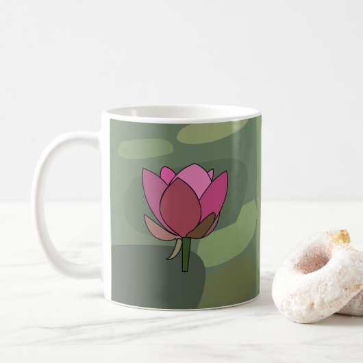 ピンクの蓮の花 コーヒーマグカップ (ドーナツ)