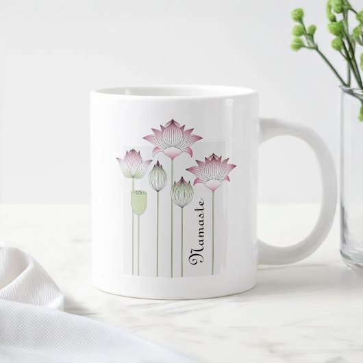 ピンクの蓮の花 ジャンボコーヒーマグカップ