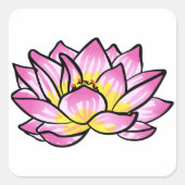 ピンクの蓮の花 スクエアシール (正面)