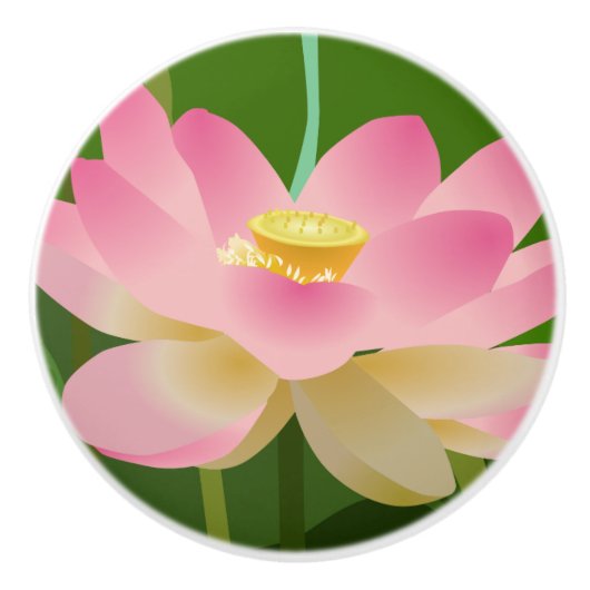 ピンクの蓮の花 セラミックノブ (正面)