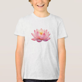 ピンクの蓮の花 ゼンな美意識 キッズTシャツ トライブレンドTシャツ