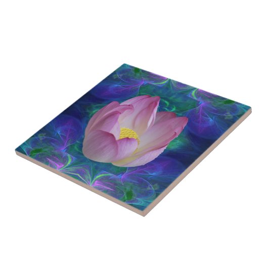 ピンクの蓮の花 タイル (側面)