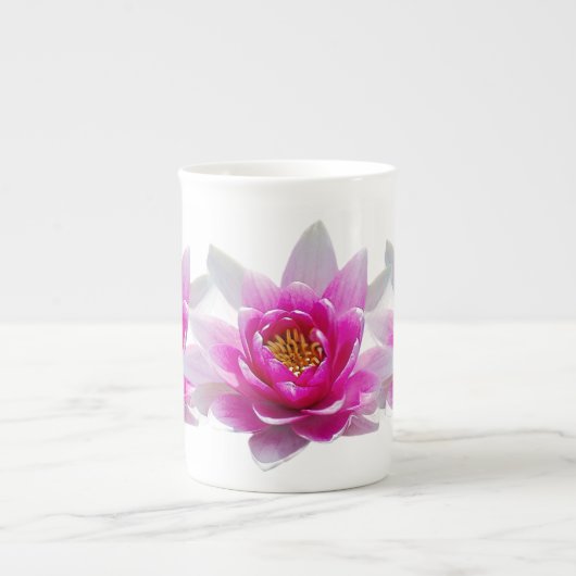 ピンクの蓮の花 ボーンチャイナマグカップ (正面)