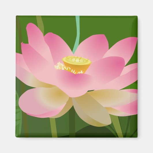 ピンクの蓮の花 マグネット (正面)