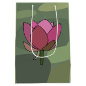 ピンクの蓮の花 ミディアムペーパーバッグ (裏面)