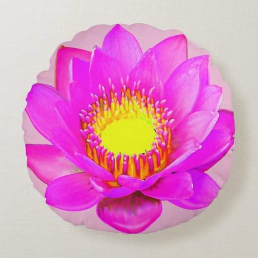 ピンクの蓮の花 ラウンドクッション (正面)