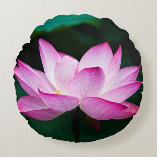 ピンクの蓮の花 ラウンドクッション (正面)