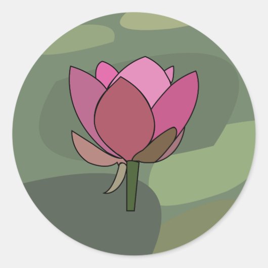 ピンクの蓮の花  ラウンドシール (正面)