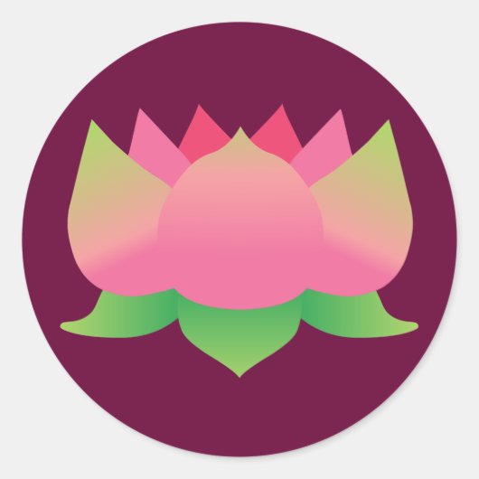 ピンクの蓮の花 ラウンドシール (正面)