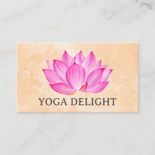 ピンクの蓮の花 | 水彩イラストレーション 名刺 (正面)