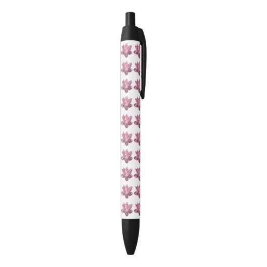 ピンクの蓮の花IV 黒ボールペン (底(縦))