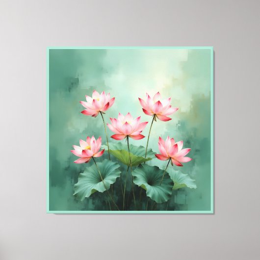ピンクの蓮の芸術作品  キャンバスプリント (正面)