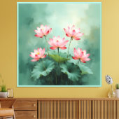 ピンクの蓮の芸術作品  キャンバスプリント (インサイチュ (リビング))