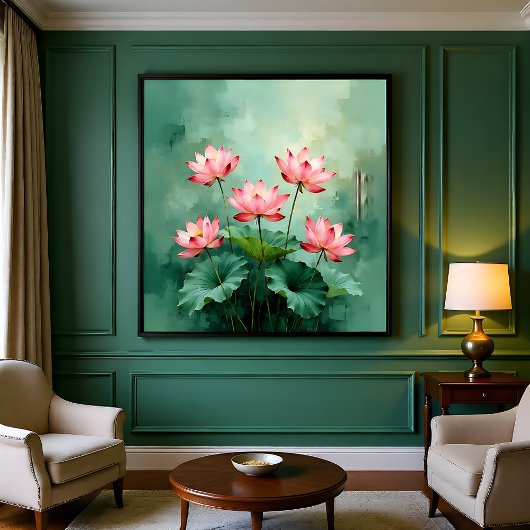 ピンクの蓮の芸術作品  キャンバスプリント