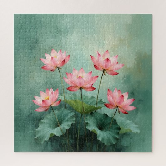 ピンクの蓮の芸術作品 ジグソーパズル (縦)