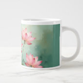 ピンクの蓮の芸術作品 ジャンボコーヒーマグカップ (右)