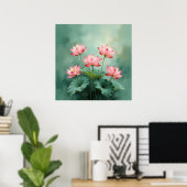 ピンクの蓮の芸術作品 ポスター (ホームオフィス)
