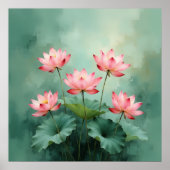 ピンクの蓮の芸術作品 ポスター (正面)