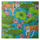 ピンクの蓮池の虎 タイル (正面)