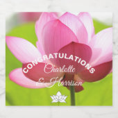 ピンクの蓮結婚花 スパークリングワインラベル (シングルラベル)