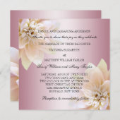 ピンクの蓮結婚花 招待状 (正面/裏面)