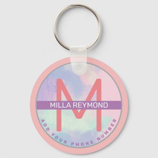 ピンクの薄紫キーチェーン キーホルダー (正面)