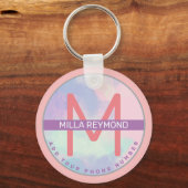 ピンクの薄紫キーチェーン キーホルダー (正面)