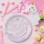 ピンクの薄紫モダン抽象芸術液体大理石デザイン ペーパープレート (パーティー)