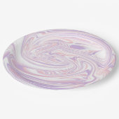 ピンクの薄紫モダン抽象芸術液体大理石デザイン ペーパープレート (アングル)