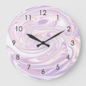 ピンクの薄紫モダン抽象芸術液体大理石デザイン ラージ壁時計 (正面)
