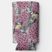 ピンクの薄紫園の鳥 スリム缶クーラー (正面)