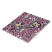 ピンクの薄紫園の鳥 タイル (側面)