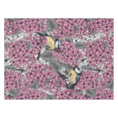 ピンクの薄紫園の鳥 テーブルクロス (正面(横))