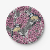 ピンクの薄紫園の鳥 ペーパープレート (正面)