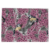 ピンクの薄紫園の鳥 ラージペーパーバッグ (裏面)