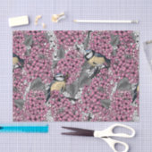 ピンクの薄紫園の鳥 薄葉紙 (クラフト)