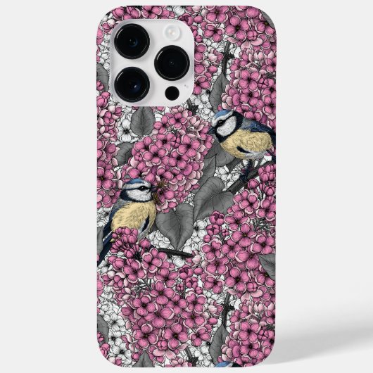 ピンクの薄紫園の鳥 Case-Mate iPhoneケース (裏面)